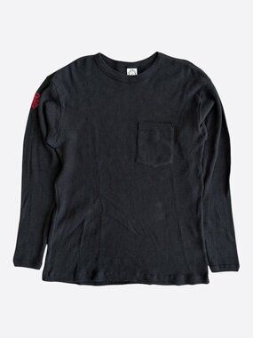 Chrome Hearts Black & Red Embroidered Logo Thermal Longsleeve T-Shirt
